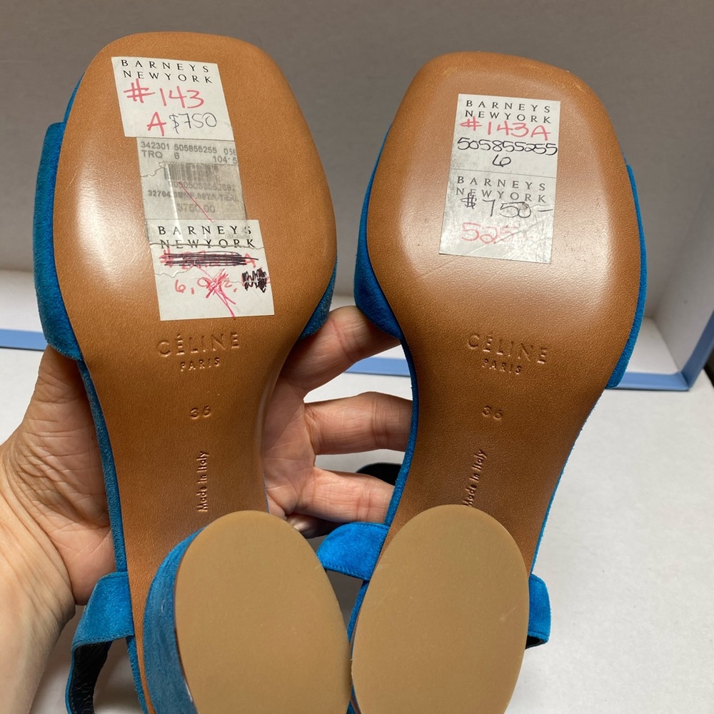 NIB Celine Blue suede sandals, 36 - Picture 9 of 10